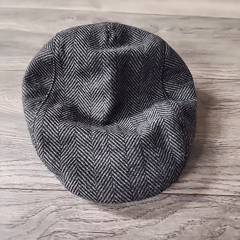 Gray Black Hat Newsboy Cabbie Flat Driving Cap OSFM